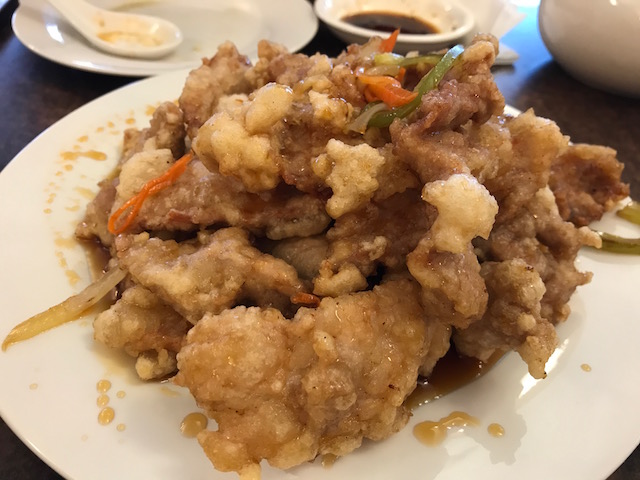 Mr zhou's dumplings 201710 crispy pork w sweet & sour source