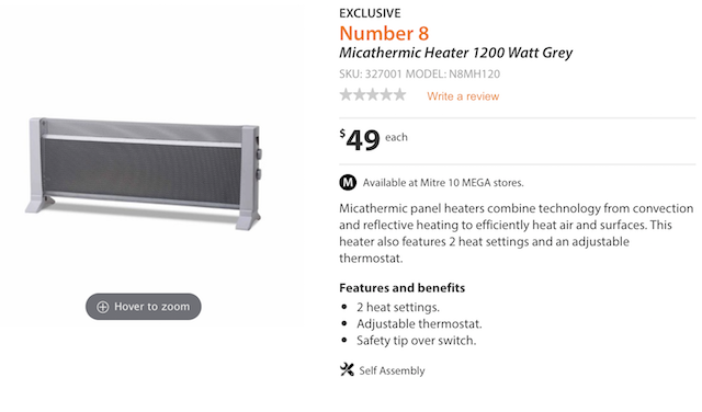 mitre10 201907 mica heater N8 details